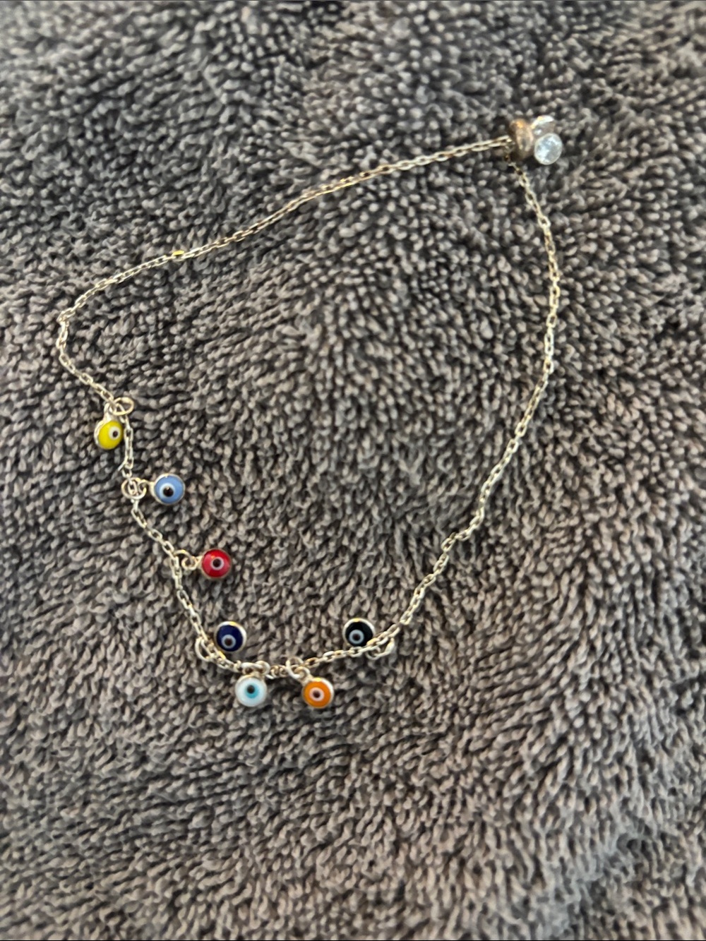 Delicate Multi-Color Evil Eye Charm Bracelet - Silver Tone